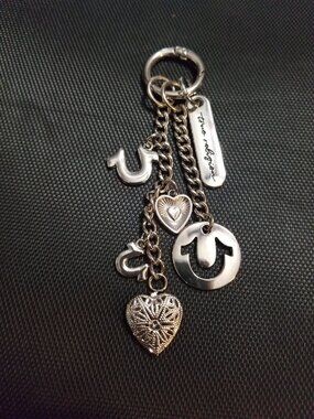 True Religion Charm Keychain with Surprise Heart-Shaped Locket